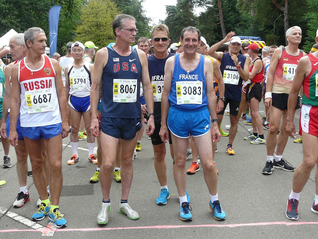 WMAC Lyon 2015, 9 août, 10km M50+55+60, Sergey Systerov, David Swartz, Gérard Perez