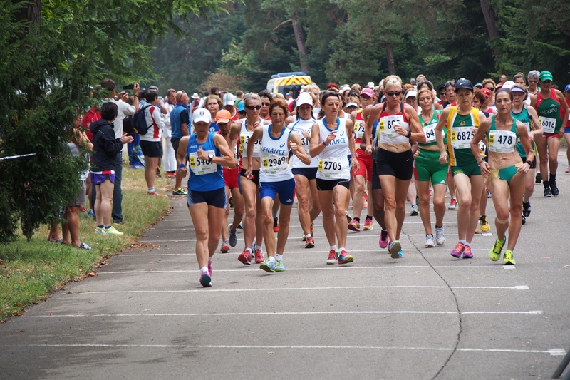 WMAC Lyon 2015, 10 août, 10km W50-64, Natalia Marcenco, Marie-Astrid Monmessin, Annick Le Mouroux, Johanna Flipsen, Maria Orlete Mendes, Lesley Van Buuren, Lynette Ventris, Rosa Elvira Vasquez Garcia