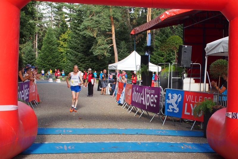 WMAC Lyon 2015, 14 août, 20km M55+60, arrivée de Dominique Guebey