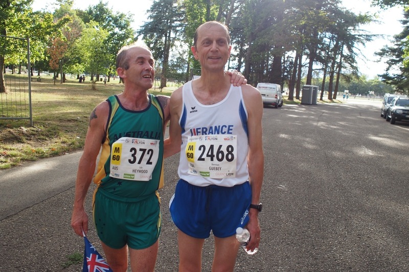 WMAC Lyon 2015, 14 août, 20km M55+60, Colin Heywood, Dominique Guebey