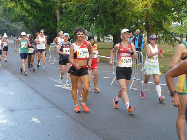 WMAC Lyon 2015, 14 août, 20km W, Joan Purcell, Elisabeth Simeon, Ann Jones, Panseluta Geer, Christine Metraux, Maria Jose Briz, Roswitha Ebel