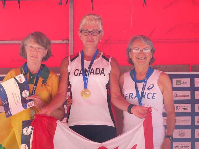 WMAC Lyon 2015, 14 août, podium W60, Barbara Bryant, Johanna Flipsen, Isabelle Repussard