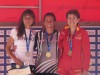 WMAC Lyon 2015, 14 août, podium W45, Valérie Boban, Corinne Smith, Carmen Martin Piñuela - l:100, h:75