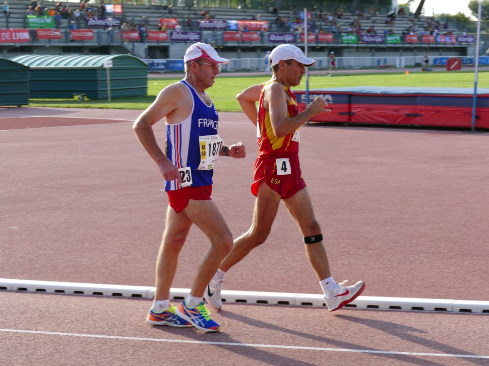 WMAC Lyon 2015, 6 août, 5000m M60, Patrice Brochot (1878), Ignacio Melo (1154) #10409