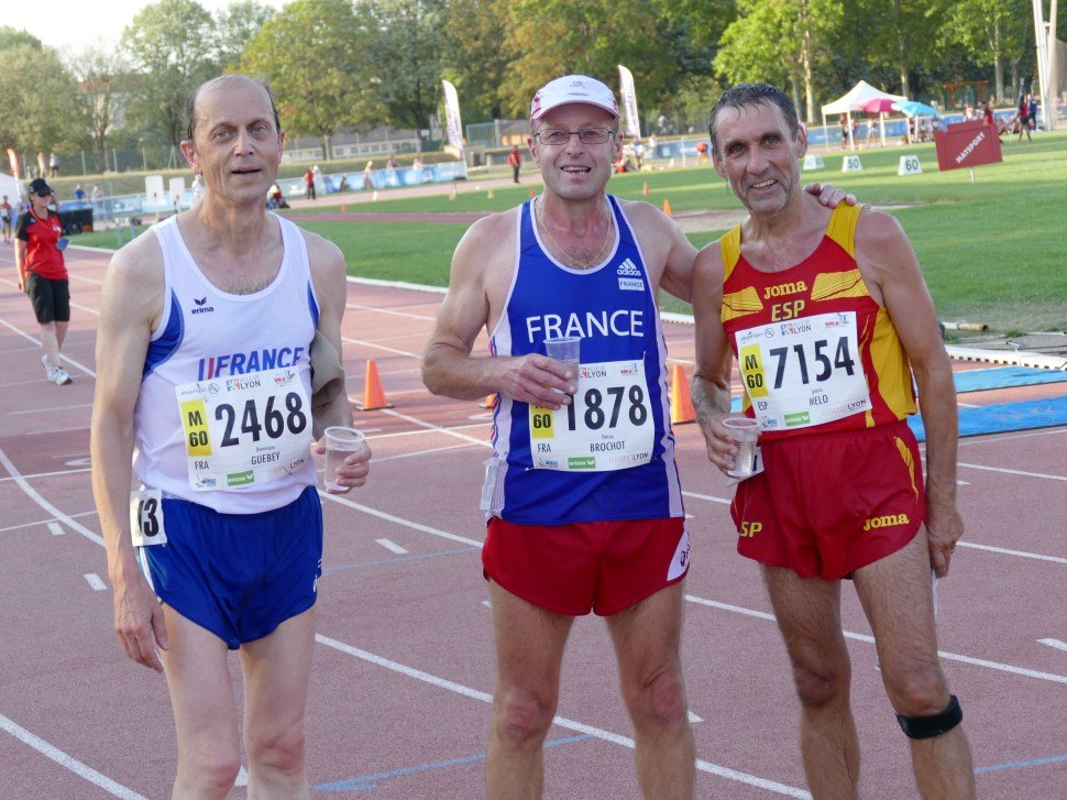 WMAC Lyon 2015, 6 août, 5000m M60, Patrice Brochot (1878), Dominique Guebey (2468), Ignacio Melo (1154) #10641 - l:970, h:727, 221240, JPEG