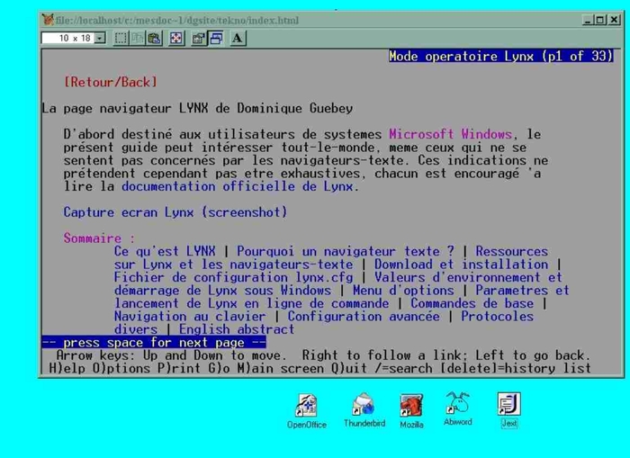 Capture ecran Lynx (screenshot) l:700, h:509